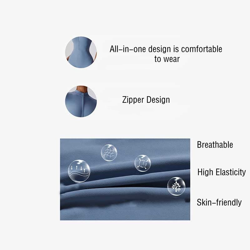 Buddha Stonesハイストレッチ ジッパー 半袖 ジャンプスーツ スポーツ フィットネス ヨガ レディース ボディスーツ - image 15