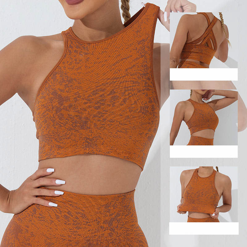 Buddha Stonesシームレス フィットネス クロップ タンクトップ ハイウエスト レギンス パンツ スポーツ ジム ヨガ ウェア - image 3