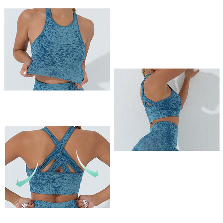 Buddha Stonesシームレス フィットネス クロップ タンクトップ ハイウエスト レギンス パンツ スポーツ ジム ヨガ ウェア - image 20