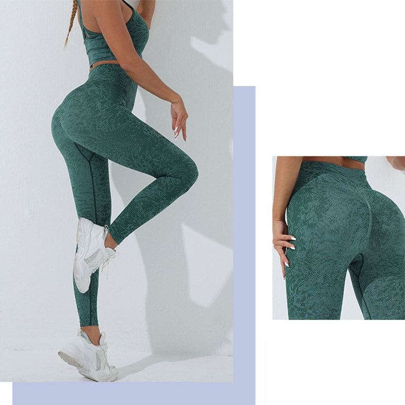 Buddha Stonesシームレス フィットネス クロップ タンクトップ ハイウエスト レギンス パンツ スポーツ ジム ヨガ ウェア - image 27