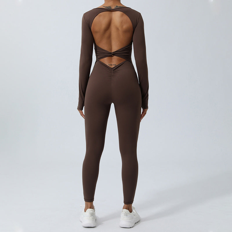 Buddha Stonesレディース 長袖 バックレス ジャンプスーツ スポーツ フィットネス ヨガ ボディスーツ - image 20