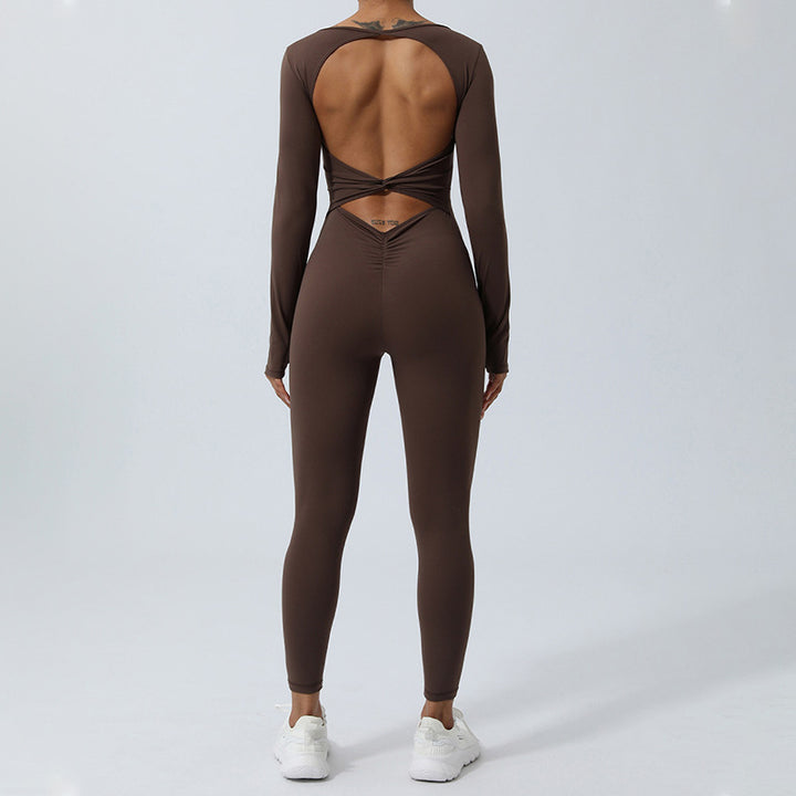 Buddha Stonesレディース 長袖 バックレス ジャンプスーツ スポーツ フィットネス ヨガ ボディスーツ - image 20