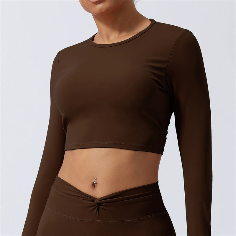 Buddha Stonesレディース ワークアウト 長袖 クリスクロス バックレス トップ Tシャツ レギンス スポーツ フィットネス ヨガ ウェア - トップ - 茶色 - US8-10、 UK/AU12-14、 EU40-42 (XL) - image 23