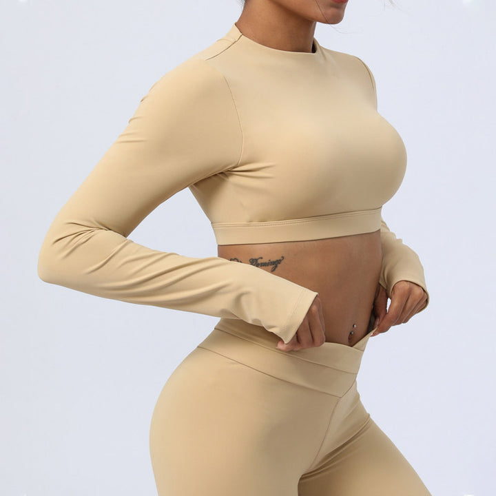 Buddha Stones 2点セット 長袖 バックレス トップ ブラ レギンス パンツ フィットネス ヨガ 衣装セット - image 14