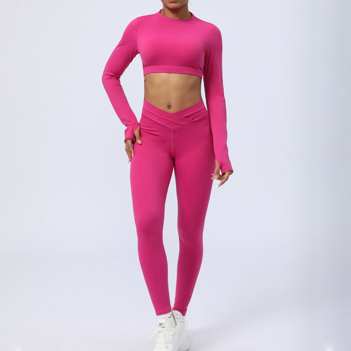 Buddha Stones 2点セット 長袖 バックレス トップ ブラ レギンス パンツ フィットネス ヨガ 衣装セット - image 18