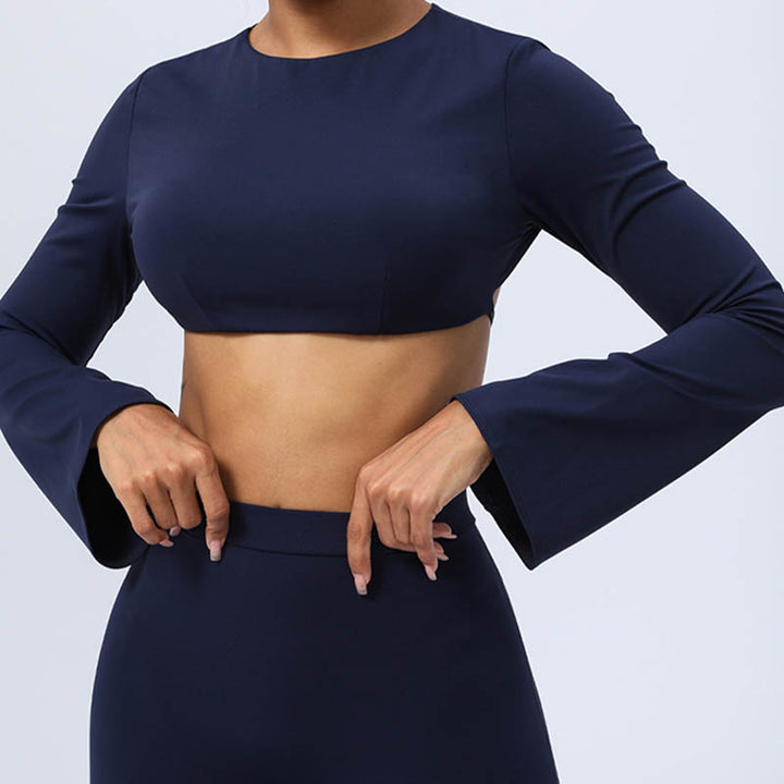 Buddha Stonesロングスリーブ バックレス ストラップ トップブラ フレアパンツ フィットネス ヨガ ウェア - image 33