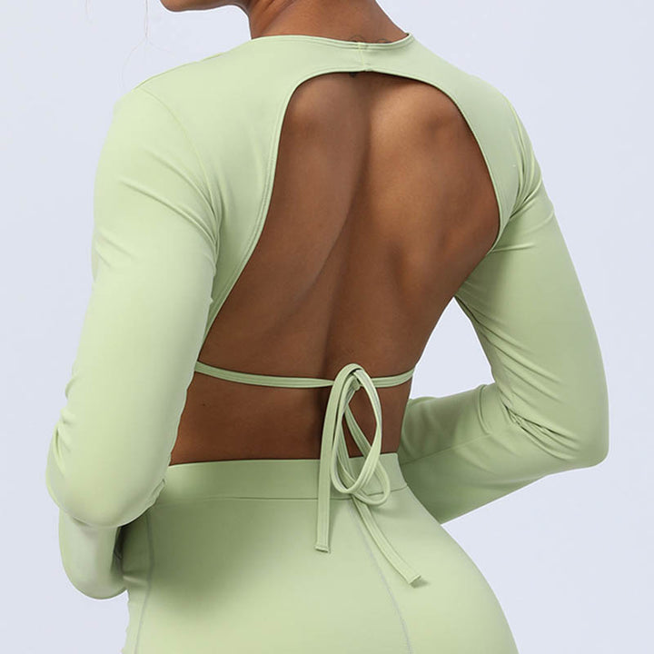 Buddha Stonesロングスリーブ バックレス ストラップ トップブラ フレアパンツ フィットネス ヨガ ウェア - image 9