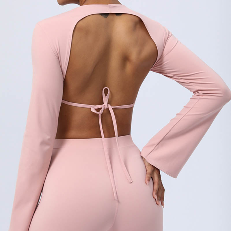 Buddha Stonesロングスリーブ バックレス ストラップ トップブラ フレアパンツ フィットネス ヨガ ウェア - image 39