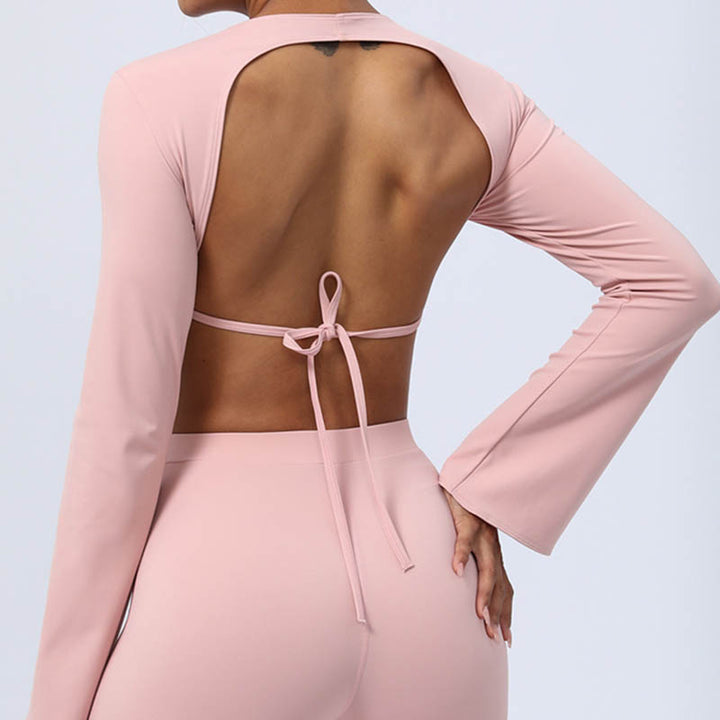 Buddha Stonesロングスリーブ バックレス ストラップ トップブラ フレアパンツ フィットネス ヨガ ウェア - image 39