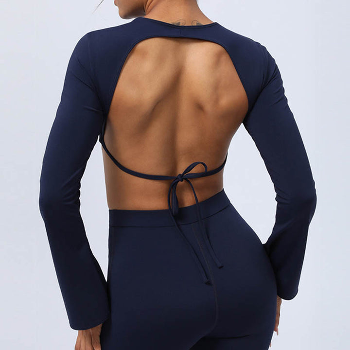 Buddha Stonesロングスリーブ バックレス ストラップ トップブラ フレアパンツ フィットネス ヨガ ウェア - image 32