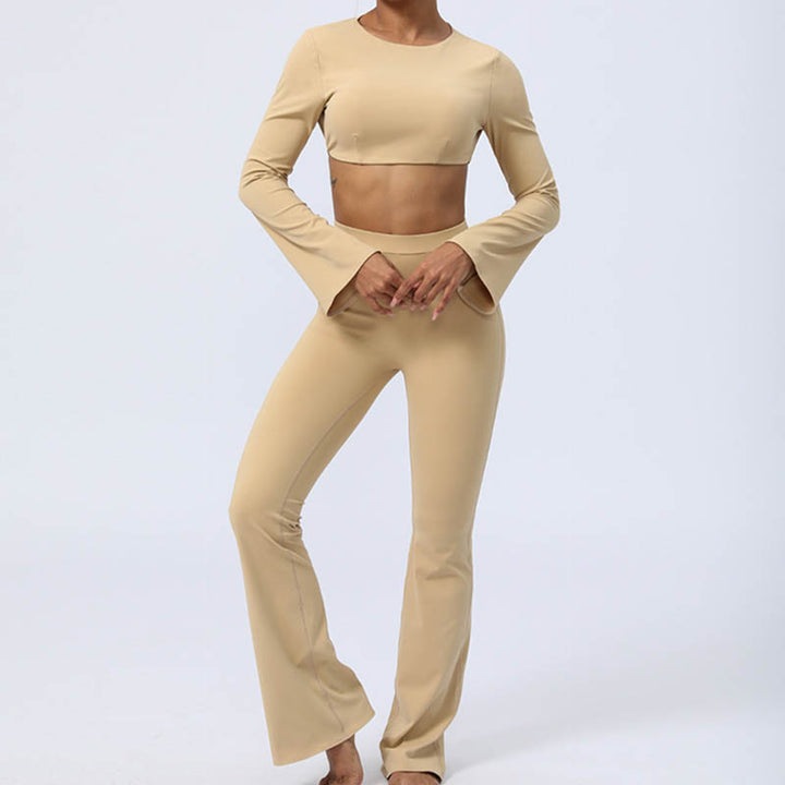 Buddha Stonesロングスリーブ バックレス ストラップ トップブラ フレアパンツ フィットネス ヨガ ウェア - image 27