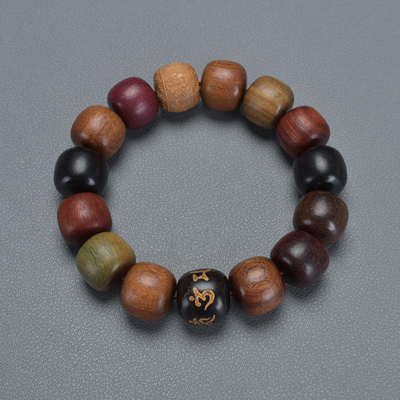 チベット産Buddha Stones各種木製オーム・マニ・パドメ・フム純潔ブレスレット