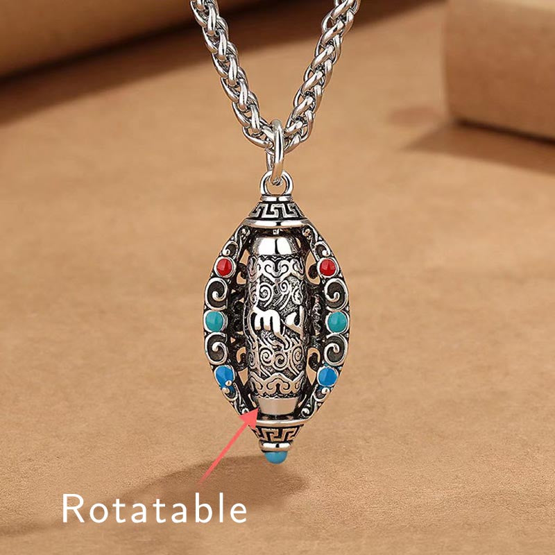 Buddha Stonesチベットオーム・マニ・パドメ・フム純潔 回転式ネックレスペンダント - オーム・マニ・パドメ・フム - image 0