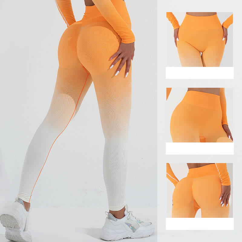 Buddha StonesグラデーションロングスリーブクロップトップTシャツブラレギンスパンツフィットネスヨガウェア - image 23