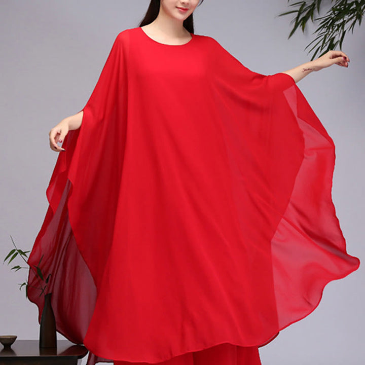 Buddha Stonesのシンプルな柄のミディドレス、ワイドレッグパンツ、瞑想、スピリチュアル、禅の練習、ヨガ、ダンスウェア - 赤 - ミディドレス（ドレスのみ） - US8-10，UK/AU12-14，EU40-42 (2XL) - image 14