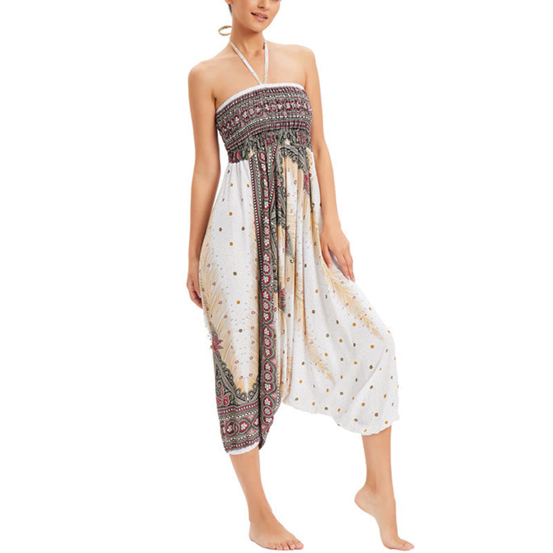 Buddha Stones 2スタイルウェア 孔雀の羽 ルーズスモック ハーレムパンツ ジャンプスーツ ハイウエストパンツ - image 4