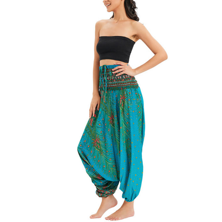 Buddha Stones 2スタイルウェア 孔雀の羽 ルーズスモック ハーレムパンツ ジャンプスーツ ハイウエストパンツ - image 27