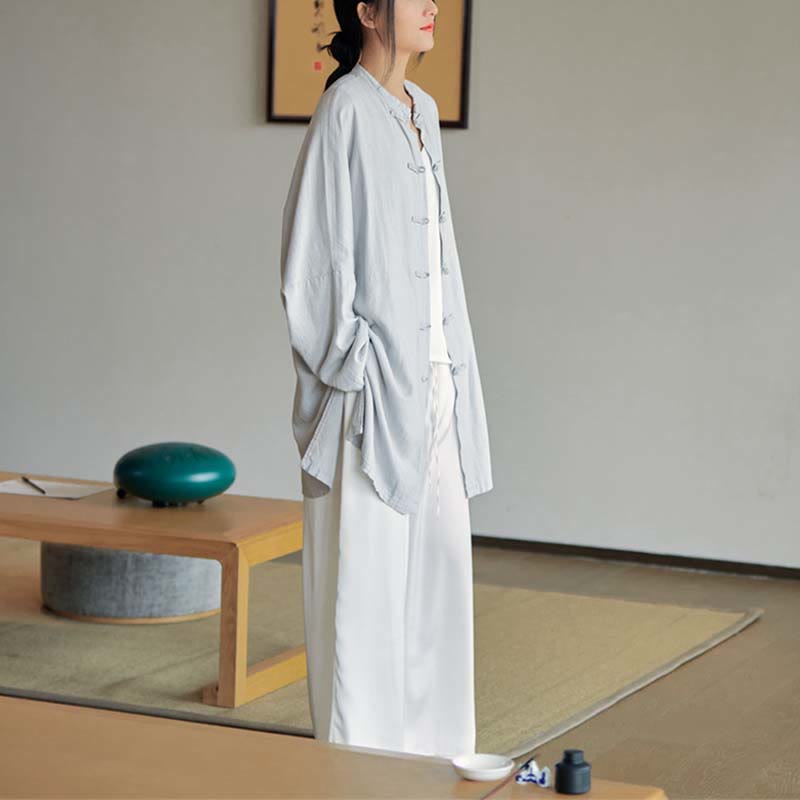 Buddha Stones無地 カエルボタンデザイン シャツ 禅 太極拳 瞑想用 トップス コットンリネン ジャケット - image 11