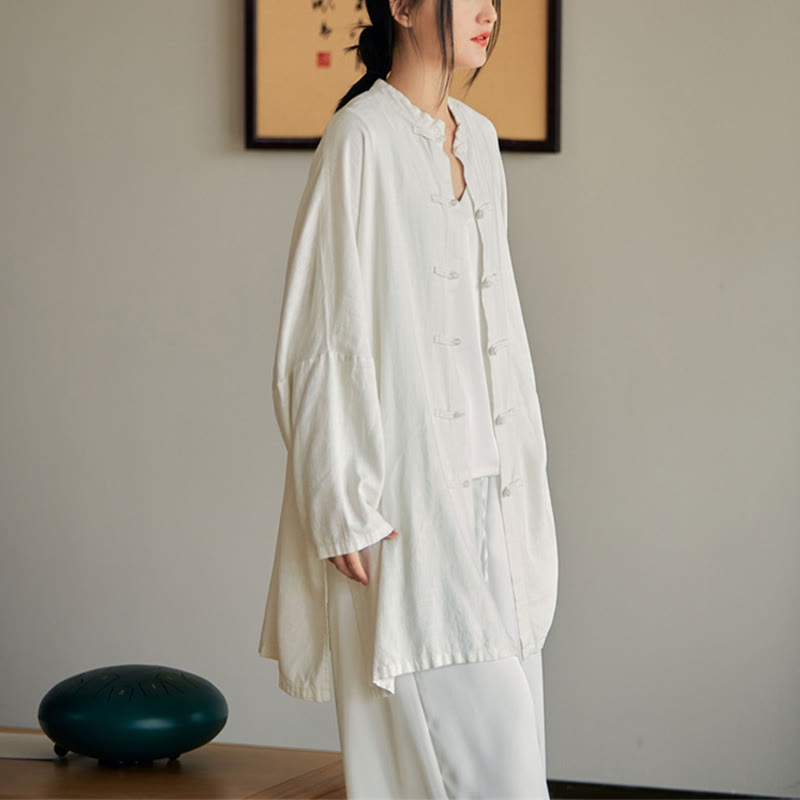 Buddha Stones無地 カエルボタンデザイン シャツ 禅 太極拳 瞑想用 トップス コットンリネン ジャケット - image 13