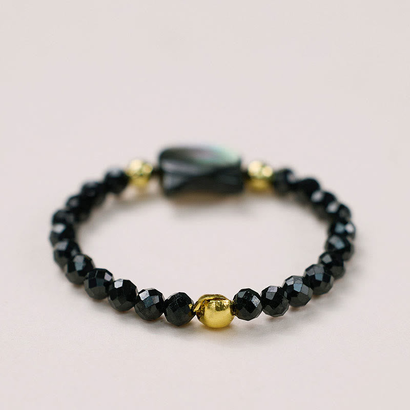 Buddha Stones天然シャコガイ石愛らしい猫14Kゴールド祝福リング - image 4