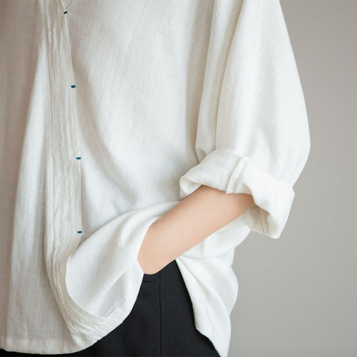 Buddha StonesVネックブラウスレディースシャツ長袖トップス中国漢服スタイル - image 6