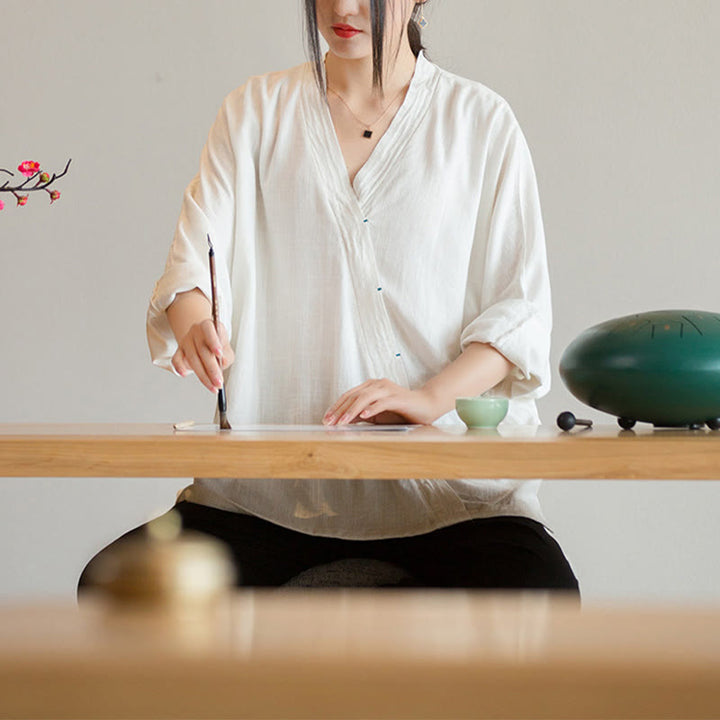 Buddha StonesVネックブラウスレディースシャツ長袖トップス中国漢服スタイル - image 8