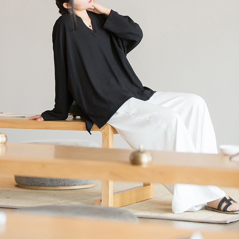 Buddha StonesVネックブラウスレディースシャツ長袖トップス中国漢服スタイル - image 22