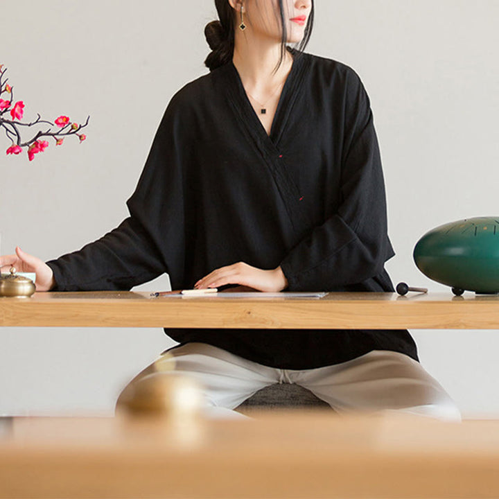 Buddha StonesVネックブラウスレディースシャツ長袖トップス中国漢服スタイル - image 18