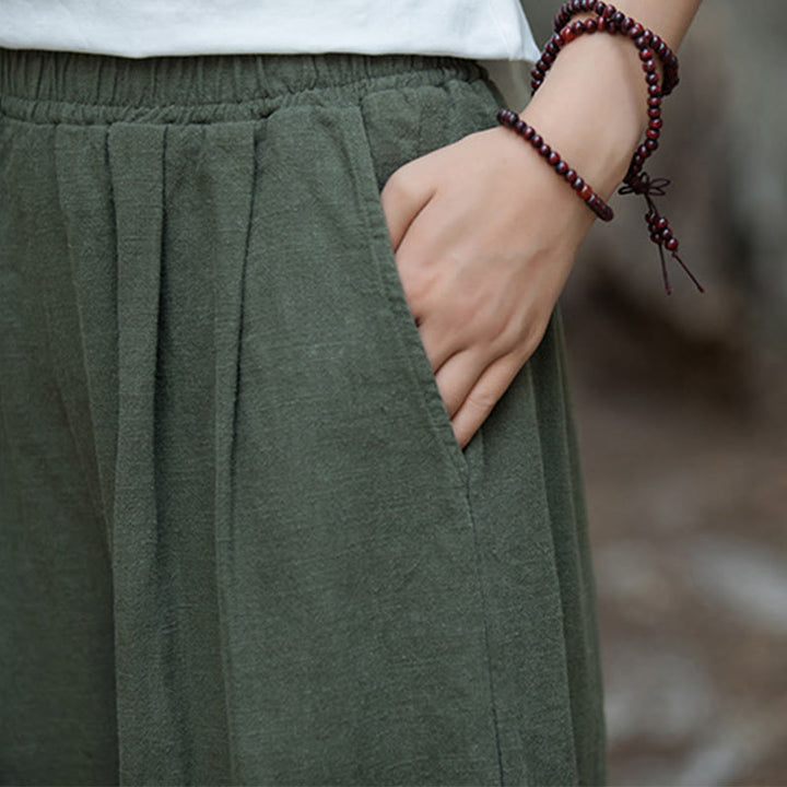 Buddha Stonesレトロ ワイドレッグパンツ カジュアル レディース ヨガパンツ ポケット付き - image 34