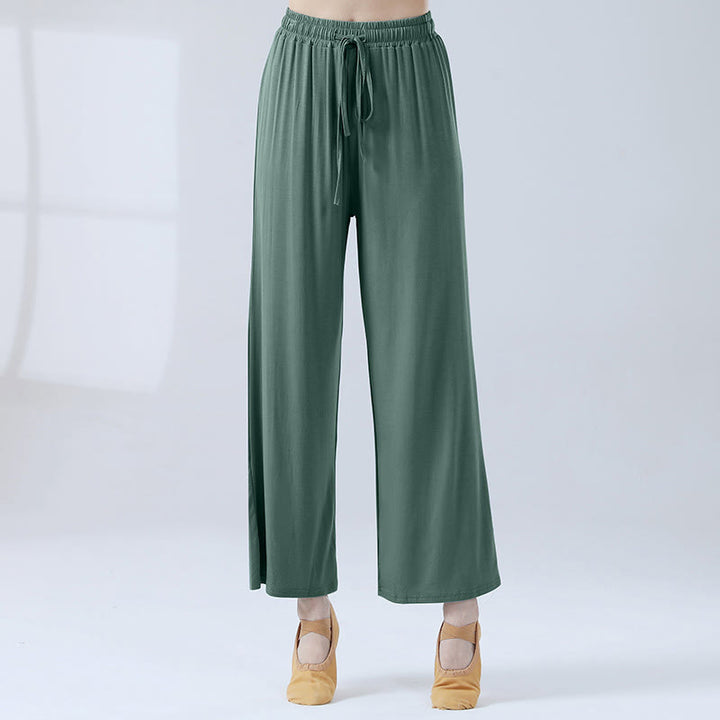 Buddha Stonesゆったりモダール ドローストリング ワイドレッグパンツ ヨガ ダンス用 - ライトシーグリーン - US12、 UK/AU16、 EU44 (3XL) - image 8