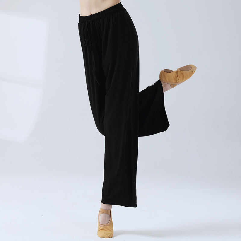 Buddha Stonesゆったりモダール ドローストリング ワイドレッグパンツ ヨガ ダンス用 - 黒 - US12、 UK/AU16、 EU44 (3XL) - image 9