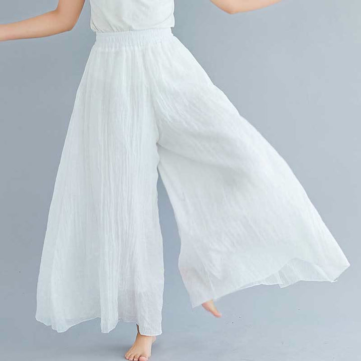 Buddha Stonesレディース カジュアル ゆったり コットン リネン ワイドレッグ パンツ ヨガ ダンス用 - 白 - US2、 UK/AU6、 EU34 (M) - image 3