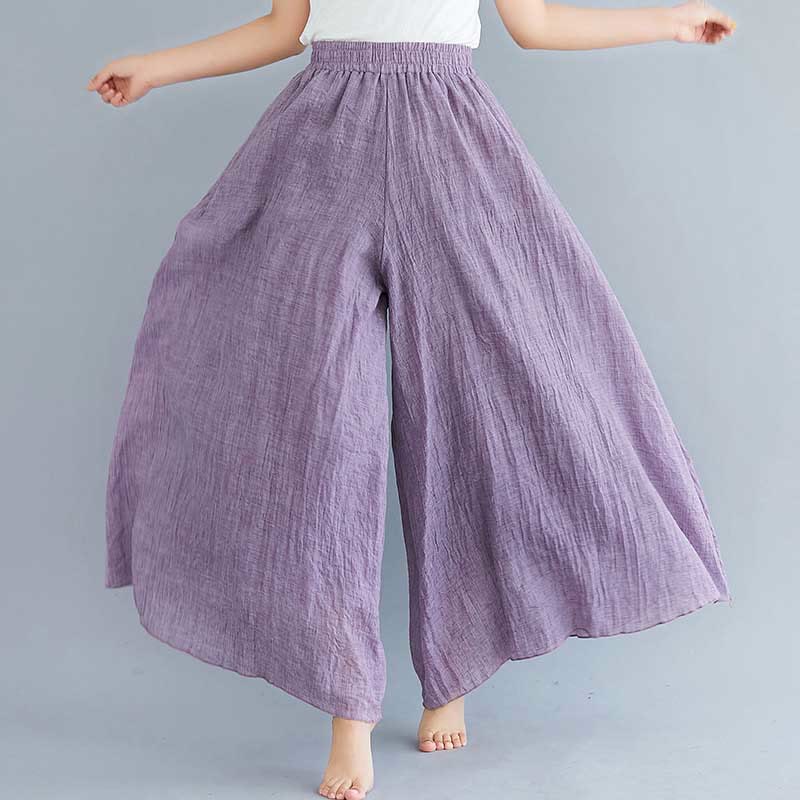 Buddha Stonesレディース カジュアル ゆったり コットン リネン ワイドレッグ パンツ ヨガ ダンス用 - 濃い紫色 - US2、 UK/AU6、 EU34 (M) - image 21