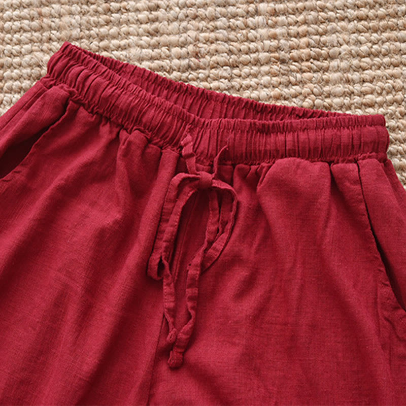 Buddha Stonesゆったりコットンリネン ドローストリング ワイドレッグパンツ ポケット付き - image 23