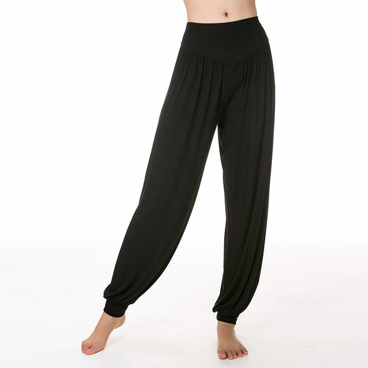 Buddha Stones無地 ヨガ ダンス ロング ハーレム パンツ - 黒 - US14、 UK/AU18、 EU46 (3XL) - image 21