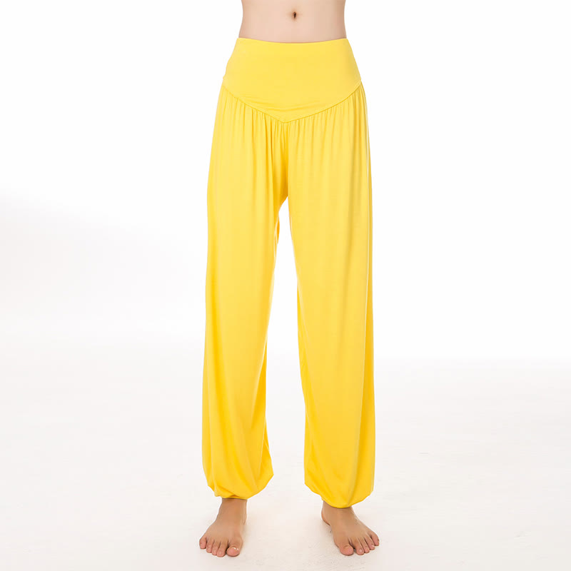 Buddha Stones無地 ヨガ ダンス ロング ハーレム パンツ - 黄色 - US14、 UK/AU18、 EU46 (3XL) - image 47