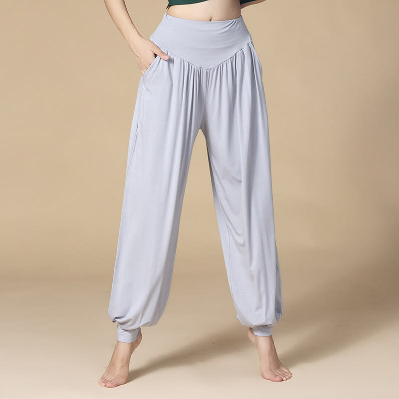 Buddha Stones無地 モダール ヨガ ダンス ハイウエスト ハーレムパンツ ポケット付き - グレー - US14、 UK/AU18、 EU46 (3XL) - image 0