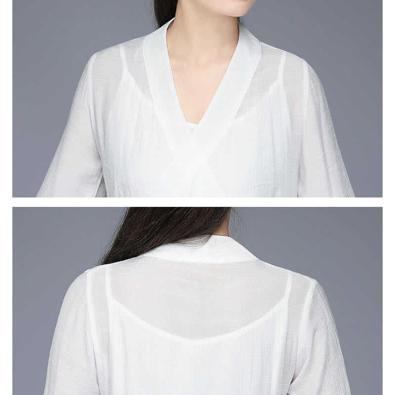 Buddha Stones漢服風ミディドレス ワイドレッグパンツ 瞑想 禅 練習 ヨガ ダンスウェア - image 12