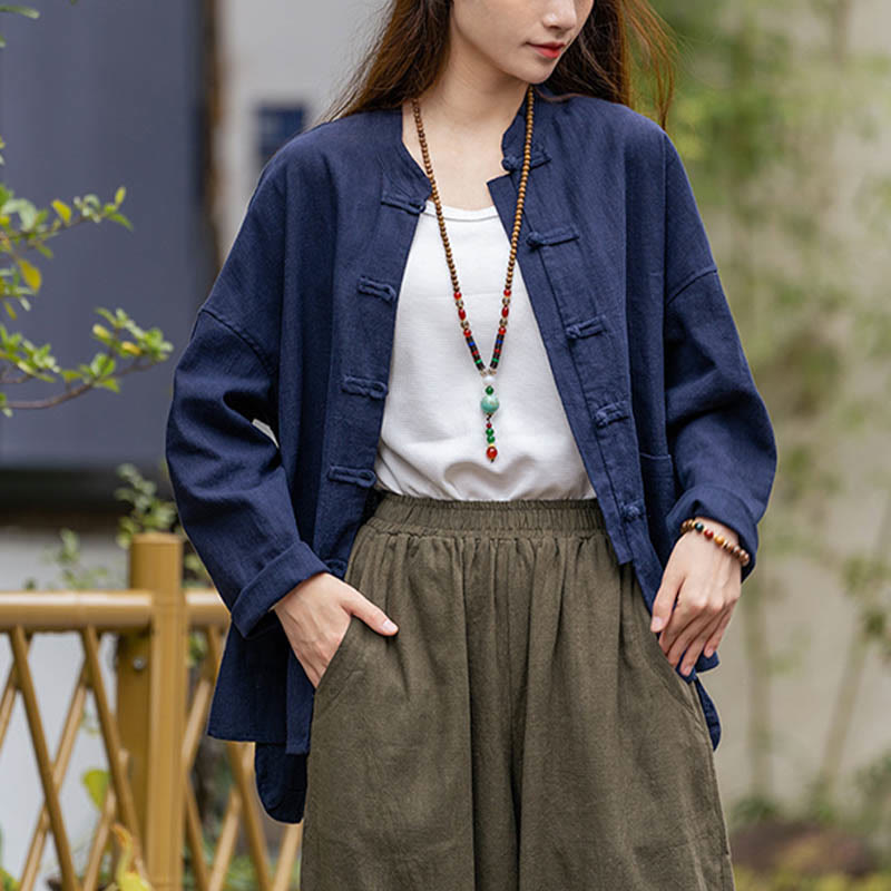 Buddha Stonesカエルボタンデザインシャツ 太極拳瞑想用トップス ラミーリネンジャケット - image 8