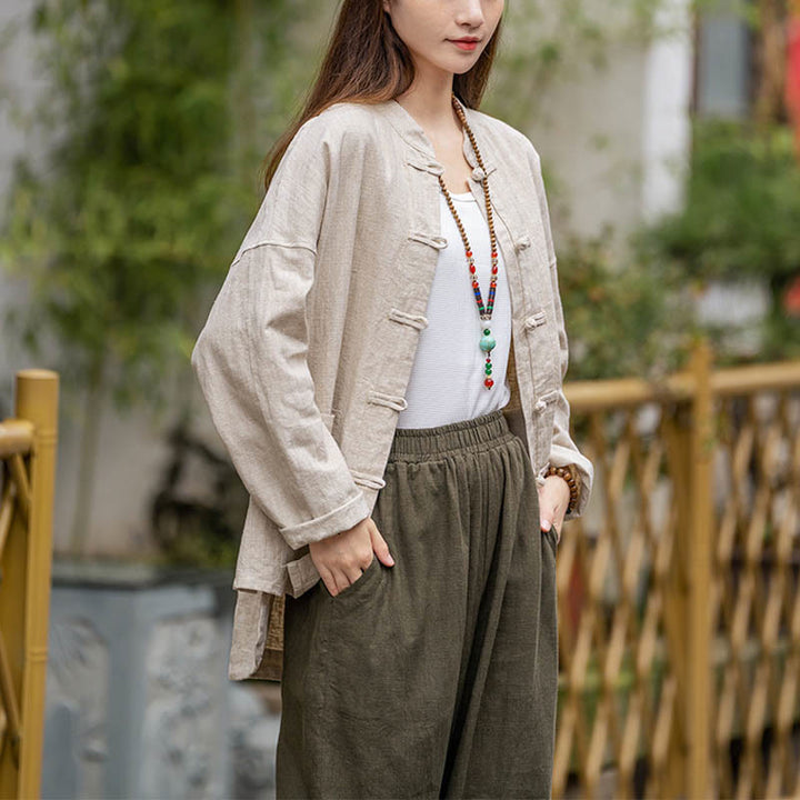 Buddha Stonesカエルボタンデザインシャツ 太極拳瞑想用トップス ラミーリネンジャケット - image 17