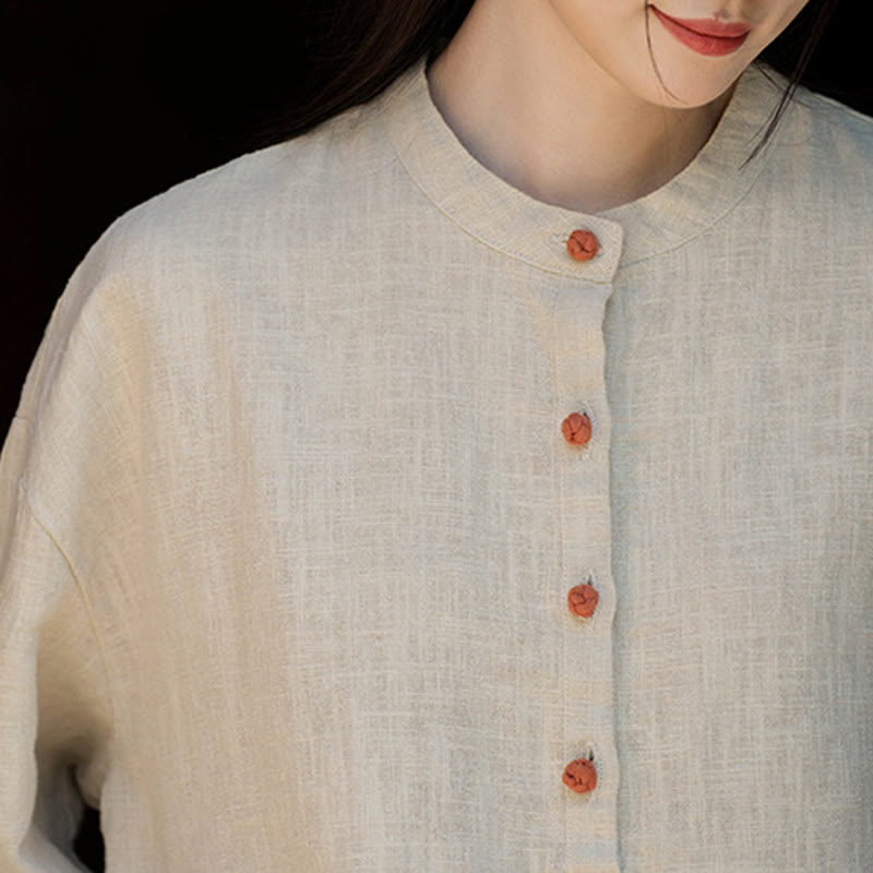 Buddha Stones無地 ルーズボタンブラウス 長袖シャツ トップス - image 20