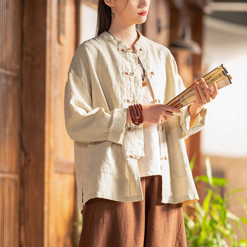 Buddha Stonesのカエルボタンシャツ 禅瞑想用トップス コットンリネンジャケット - image 3