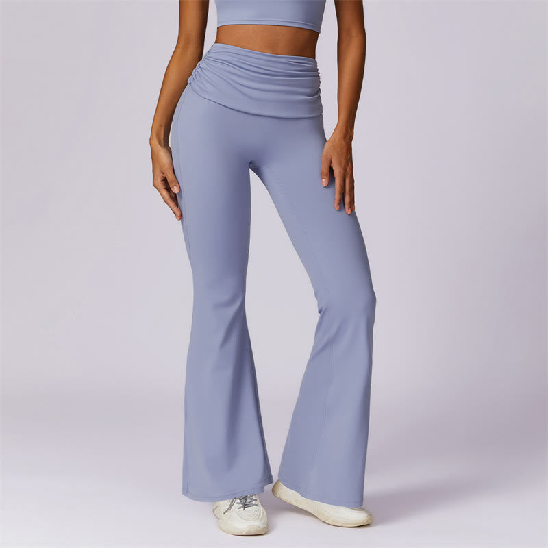 Buddha Stonesノースリーブ バックレス ストラップ タンクトップ ブラ フレアパンツ スポーツ フィットネス ヨガ - ライトスチールブルー - パンツ - US8-10、 UK/AU12-14、 EU40-42 (XL) - image 18
