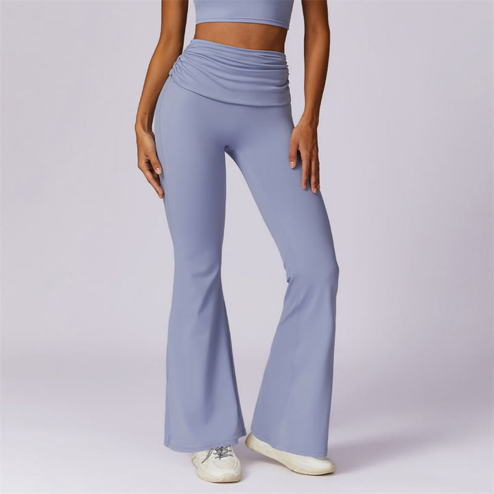 Buddha Stonesノースリーブ バックレス ストラップ タンクトップ ブラ フレアパンツ スポーツ フィットネス ヨガ - ライトスチールブルー - パンツ - US8-10、 UK/AU12-14、 EU40-42 (XL) - image 18