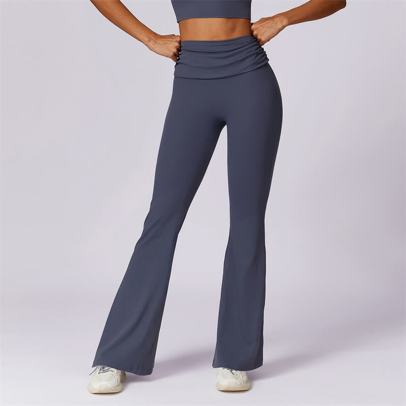 Buddha Stonesノースリーブ バックレス ストラップ タンクトップ ブラ フレアパンツ スポーツ フィットネス ヨガ - スチールブルー - パンツ - US8-10、 UK/AU12-14、 EU40-42 (XL) - image 46