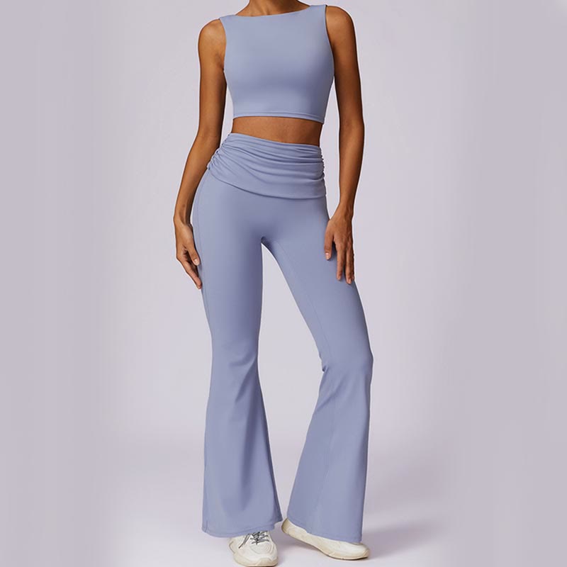 Buddha Stonesノースリーブ バックレス ストラップ タンクトップ ブラ フレアパンツ スポーツ フィットネス ヨガ - image 22