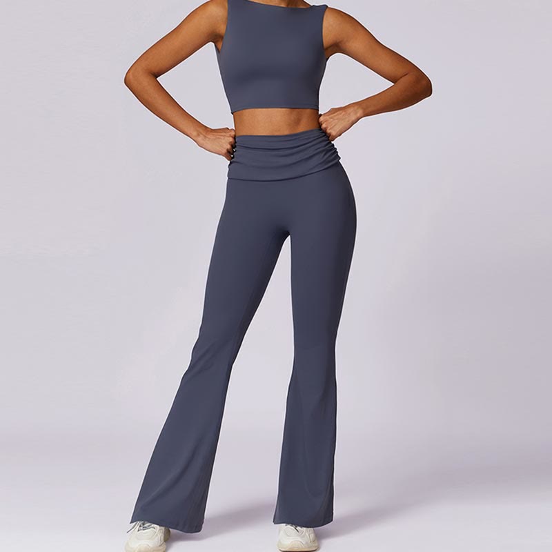 Buddha Stonesノースリーブ バックレス ストラップ タンクトップ ブラ フレアパンツ スポーツ フィットネス ヨガ - image 52