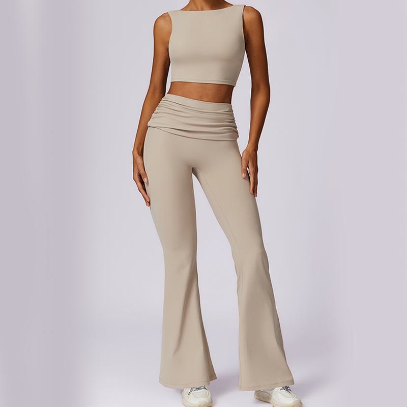 Buddha Stonesノースリーブ バックレス ストラップ タンクトップ ブラ フレアパンツ スポーツ フィットネス ヨガ - image 62