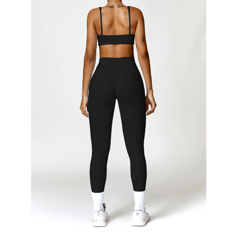 Buddha Stonesジム スポーツ ヨガ バックレス ブラ クロップ タンクトップ ショーツ - image 5