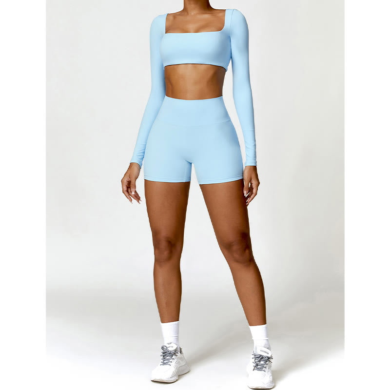 Buddha Stonesジム スポーツ ヨガ バックレス ブラ クロップ タンクトップ ショーツ - image 24